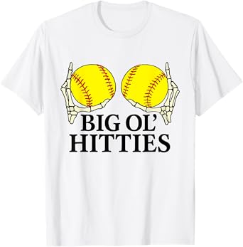 Cute Big OL Hitties Softball Game Day Funny Skeleton Hands T-Shirt