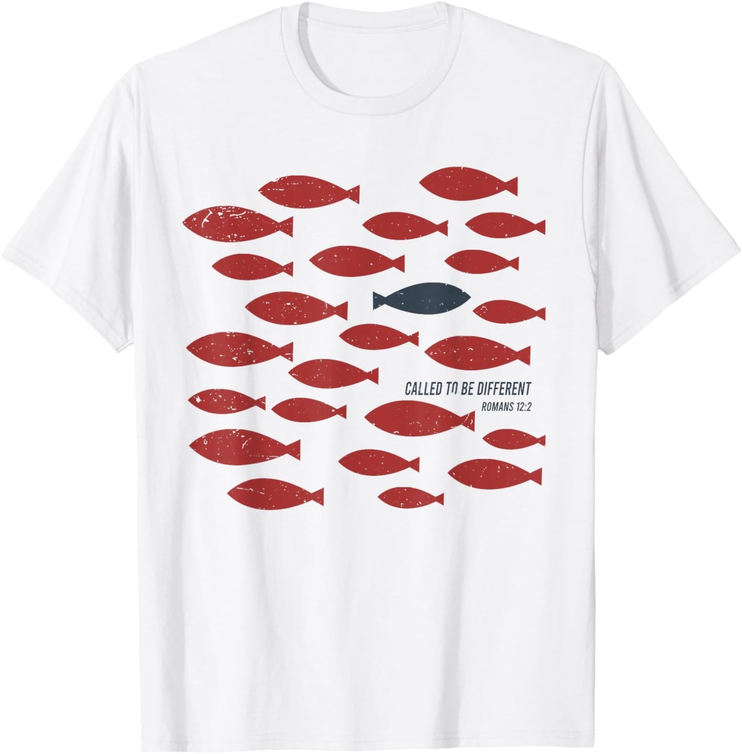 Called To Be Different Funny Fish Red Blue Romans 12 2 T-Shirt