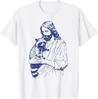 Racoon Lover Trash Panda Christian Jesus Holding A Raccoon T-Shirt