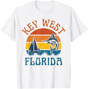 Key West Florida Fishing Marlin Boating Travel Keys Fish T-Shirt