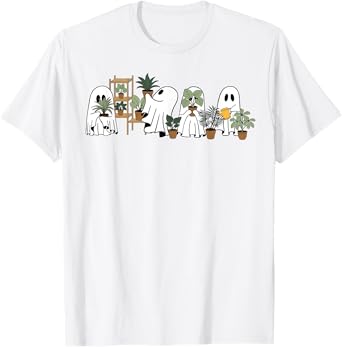 Funny Ghost Plants Spooky Season Trick Or Treat Halloween T-Shirt