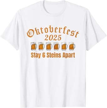 Oktoberfest 2025 6 Stein Apart Beer October Funny Drinking T-Shirt