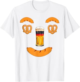 German Beer Pretzel Sausage Smile Face Costume Oktoberfest T-Shirt