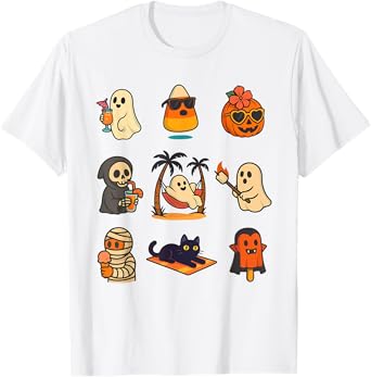 Summerween Ghost Pumpkin Halloween Spooky Summer Trip T-Shirt