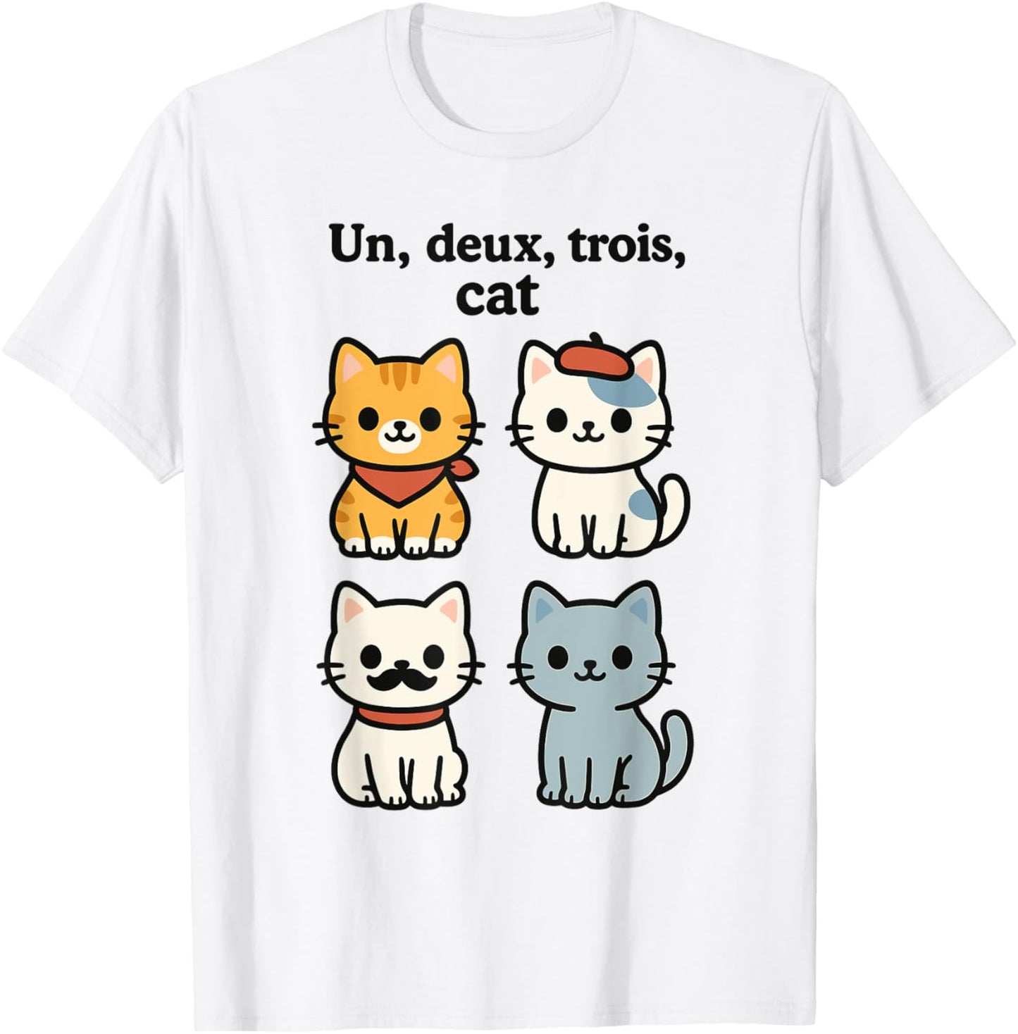 Un Deux Trois Cat Cute French Cat Pun T-Shirt