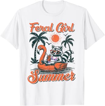 Feral Girl Funny Meme Raccoon Summer Vacation Hawaii Beach T-Shirt