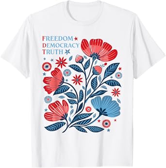 Subtle Freedom Democracy Truth Boho Floral 4th Of July T-Shirt