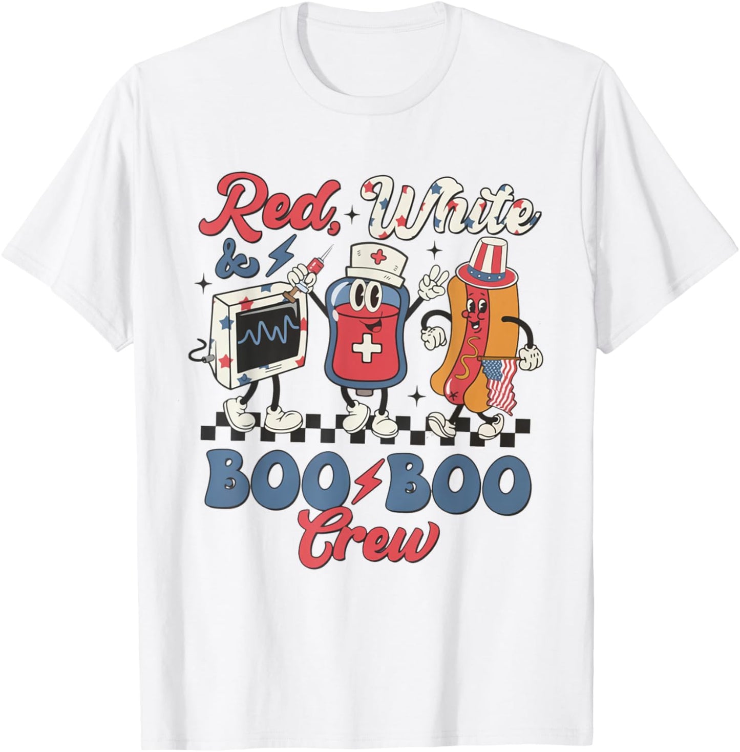 Retro Red White Boo Boo Crew 4th of July ER Emergency Room T-Shirt