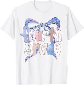 4th Grade Preppy Floral Coquette Bow Girly Back To School T-Shirt