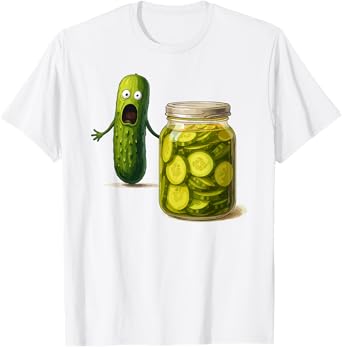 Funny Screaming Pickle Cucumber Jar Joke T-Shirt