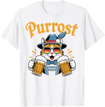 Oktoberfest Funny Prost Pun Purrost Cat Beer German Festival T-Shirt