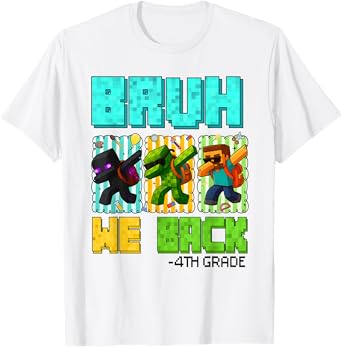Bruh We Back 4th Grade Back to School Gamer Dabbing Boy Kids T-Shirt
