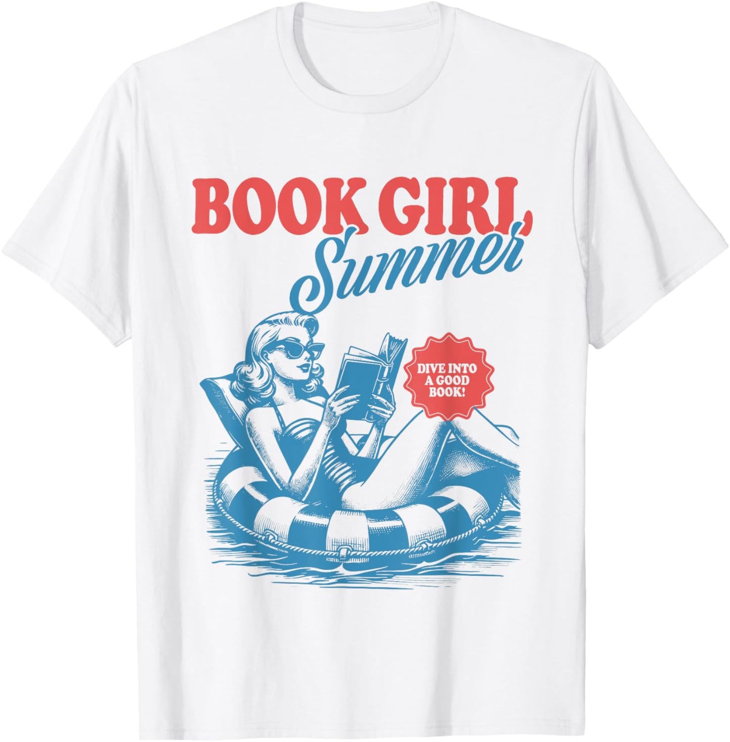 Girl Reading Book Summer Funny Beach Vacation For Book Lover T-Shirt