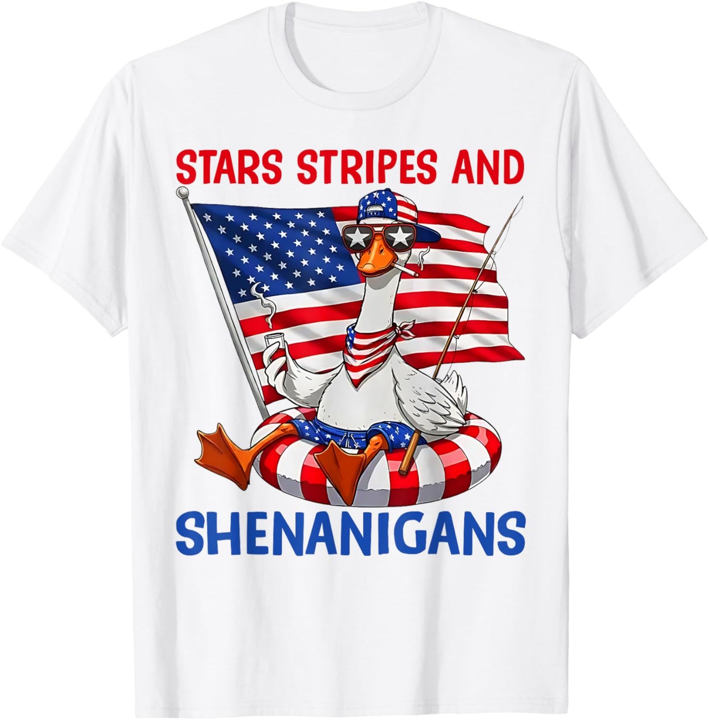 Stars Stripes And Shenanigans 4th Of July Goose Meme T-shirt