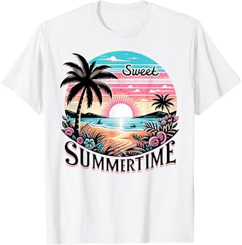 Sweet Summertime Hawaii Beach Coconut Sunset Summer Vacation T-Shirt