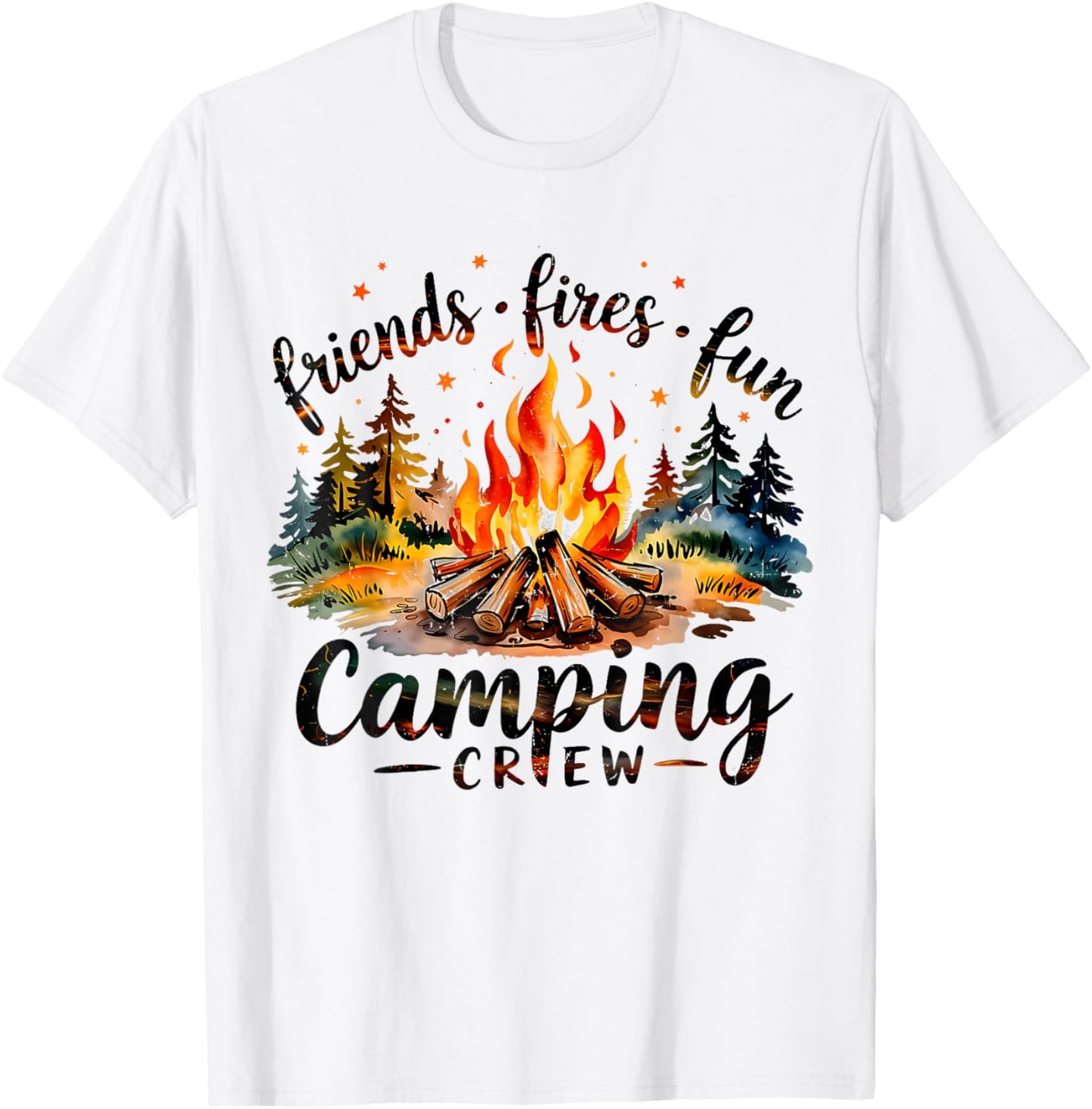 Fires Friends Fun Camping Crew Summer Camp Campfire Vacation T-Shirt