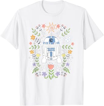 Star Wars Cute R2D2 Floral Spring Vibes Big Chest Logo T-Shirt