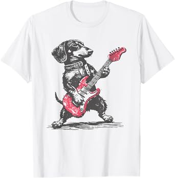 vintage dachshund weenie playing guitar T-Shirt