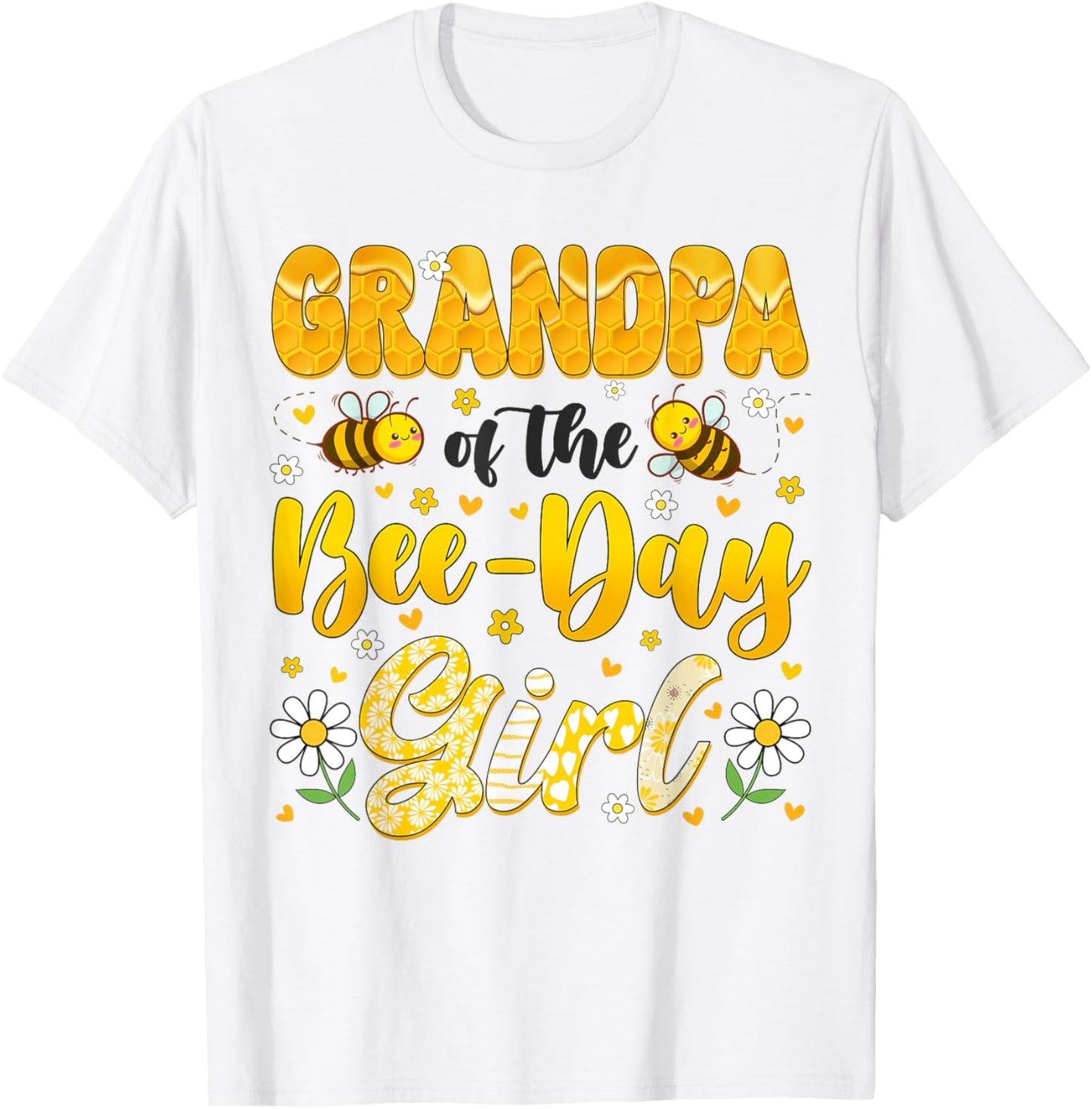 Grandpa Of The Bee Day Girl Flower Birthday Family Matching T-Shirt