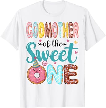 GodMother Of The Sweet One 1st Birthday Girl Donut Party T-Shirt