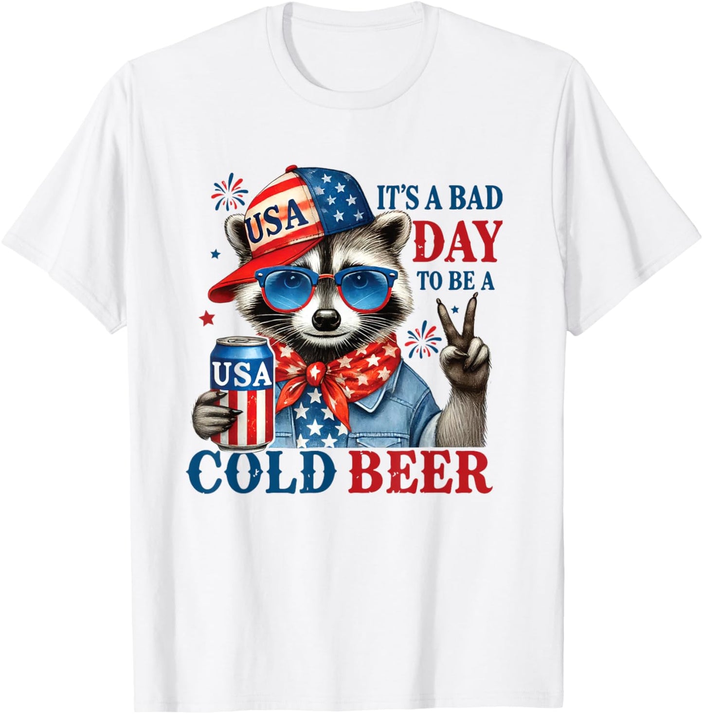 It´s A Bad Day To Be A Cold Beer Feral Us Flag 4th Of July T-shirt