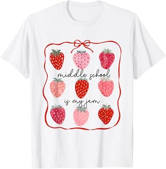 Women Middle School is My Jam Strawberry Middle School Squad T-Shirt