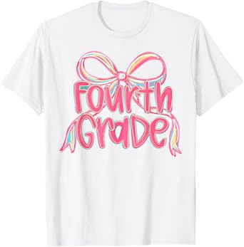 Fourth Grade Coquette Bow Back To School 4th Grade Teacher T-Shirt