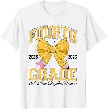 Fourth Grade Back To School First Day Pencil Bow 2025 Girls T-Shirt