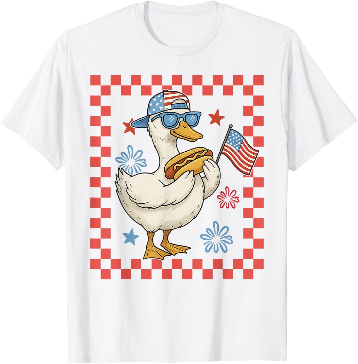 Cool America Goose 4th Of July US Flag Patriotic Boy Men T-Shirt