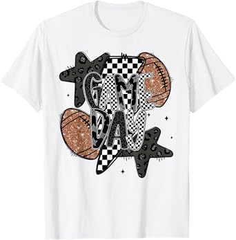 Retro Football Game Day Checkered Leopard Football Mama Mom T-Shirt