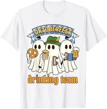 Retro Oktoberfest Ghosts Drinking Team German Boo Halloween T-Shirt