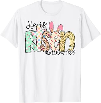 He Is Risen Jesus Christian Happy Easter Day Women Girl Kids T-Shirt