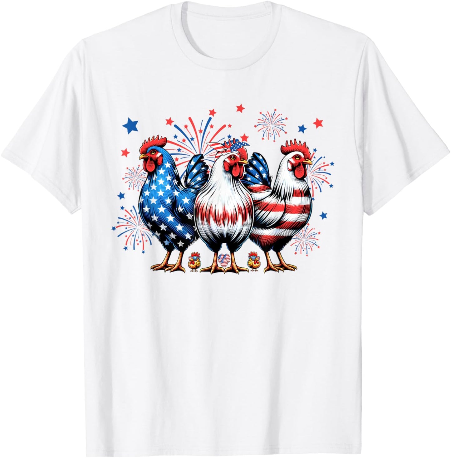 Cute Chicken USA Flag Patriotic Chicken Lover 4th of July T-Shirt
