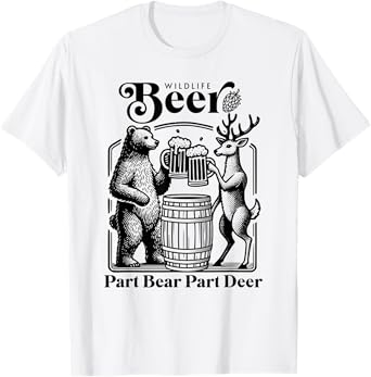 Vintage Beer and Deer Wildlife Animal Drinking Beer T-Shirt