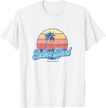 Vintage Balboa Island California CA Classic 70s Retro Surfer T-Shirt