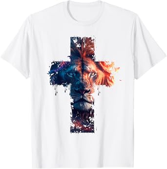 Lion of Judah Cross of Jesus Christ Christian Faith Graphic T-Shirt