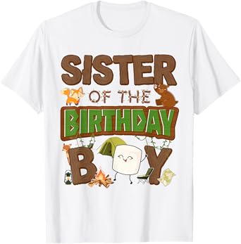 Sister Of The Birthday Boy One Happy Camper Camping Family T-Shirt