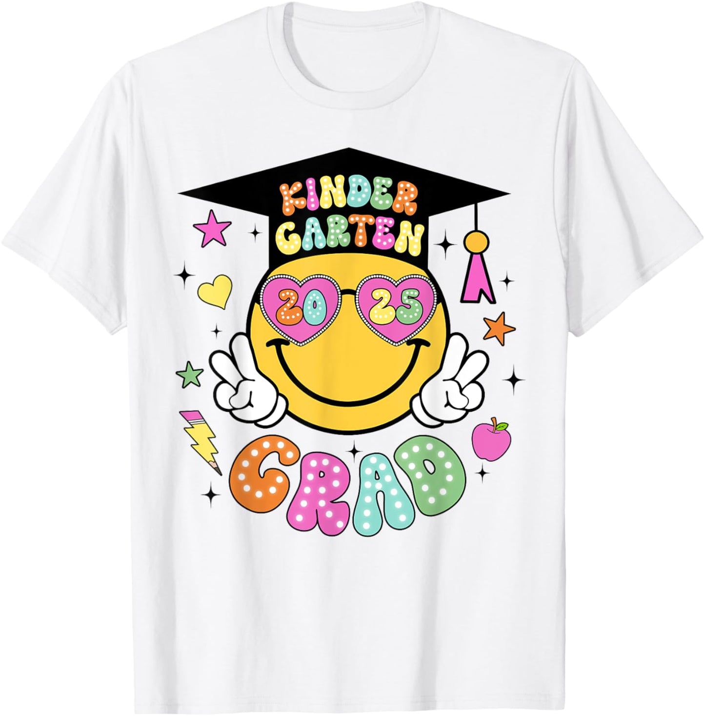 Kindergarten Grad Graduation Last Day School Smile Face T-Shirt