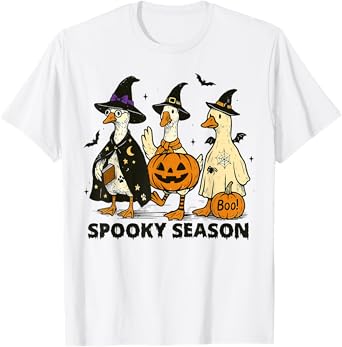 Vintage Spooky Season Halloween Ghost Goose Spooky Goose T-Shirt