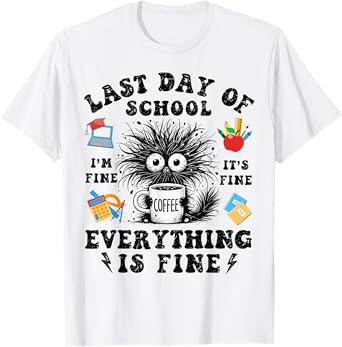 Last Day Of School-End Of School Year-I Survived Funny Cat T-Shirt for Men Women Kids
