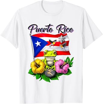 Boricua Coqui Frog Taino Puerto Rico Puerto Rican Flag T-Shirt