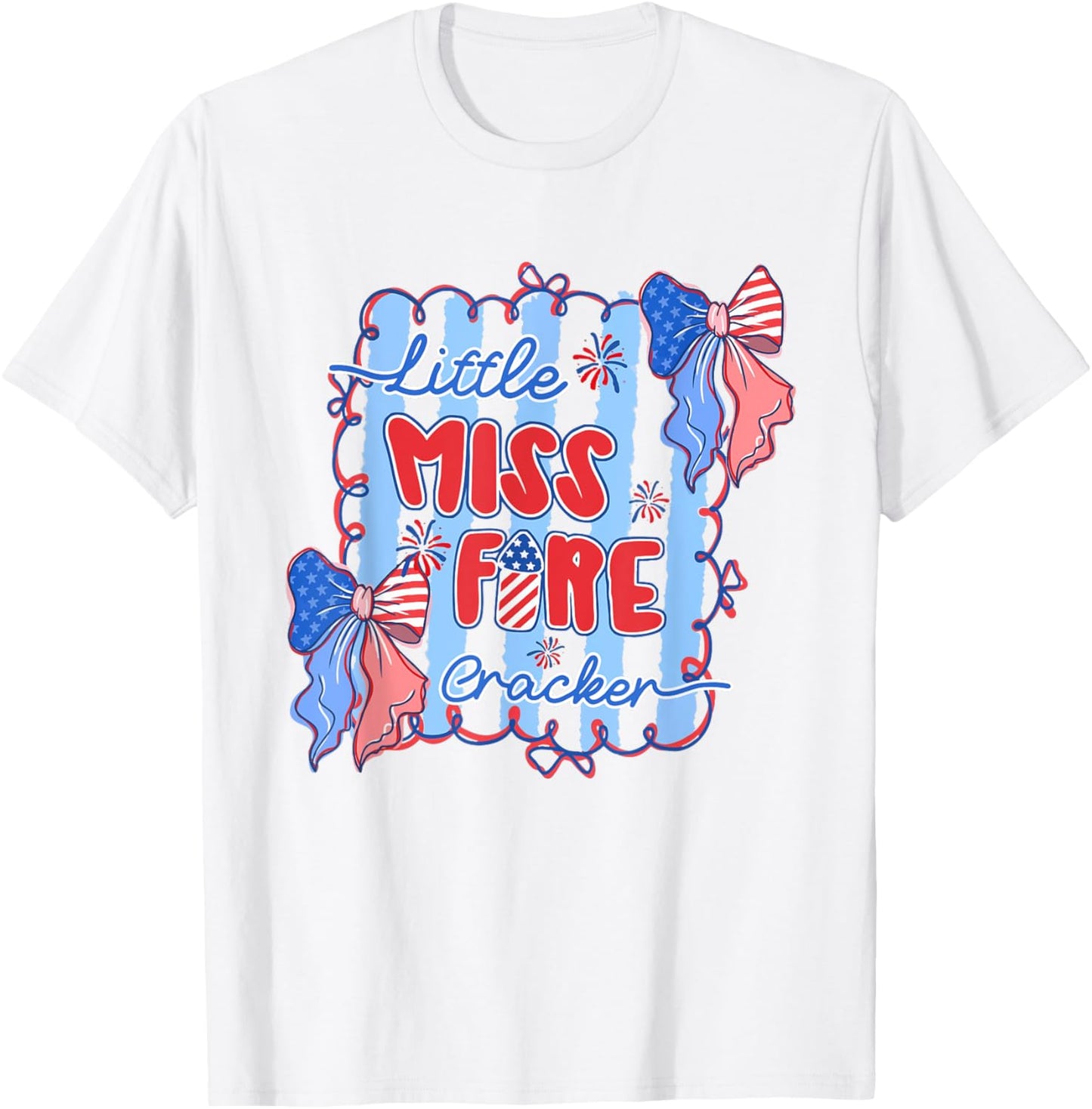 Cute America Girl 4th Of July Funny Little Miss Firecracker T-shirt