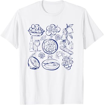 Italian Summer Scrapbook with Limoncello seafood coastal T-Shirt