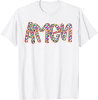 Retro Amen Floral Coquette Bow Jesus Girl Women Happy Easter T-Shirt