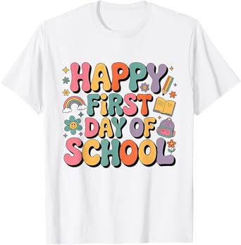 Happy First Day of School, Groovy Teacher Back to School T-Shirt
