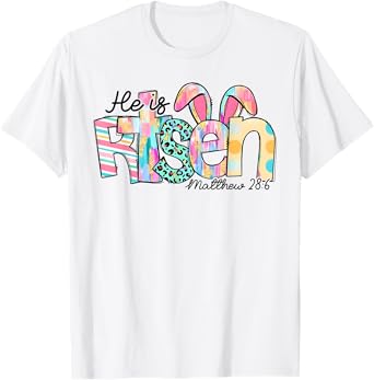 He is Risen Jesus Christian Happy Easter Kids Women Girls T-Shirt