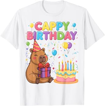 Capybara Lovers Cappy Birthday Girl Boy Happy Birthday Party T-Shirt
