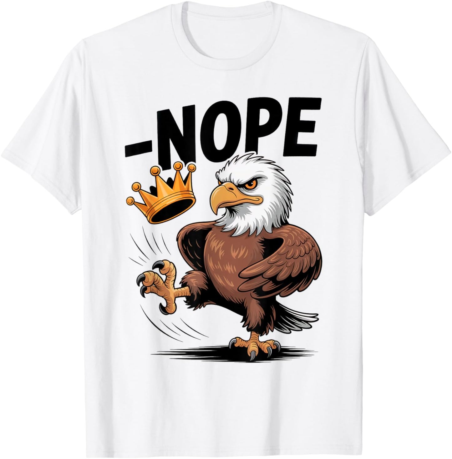 Vintage No Kings In America Funny Eagle Kicking Crown T-Shirt