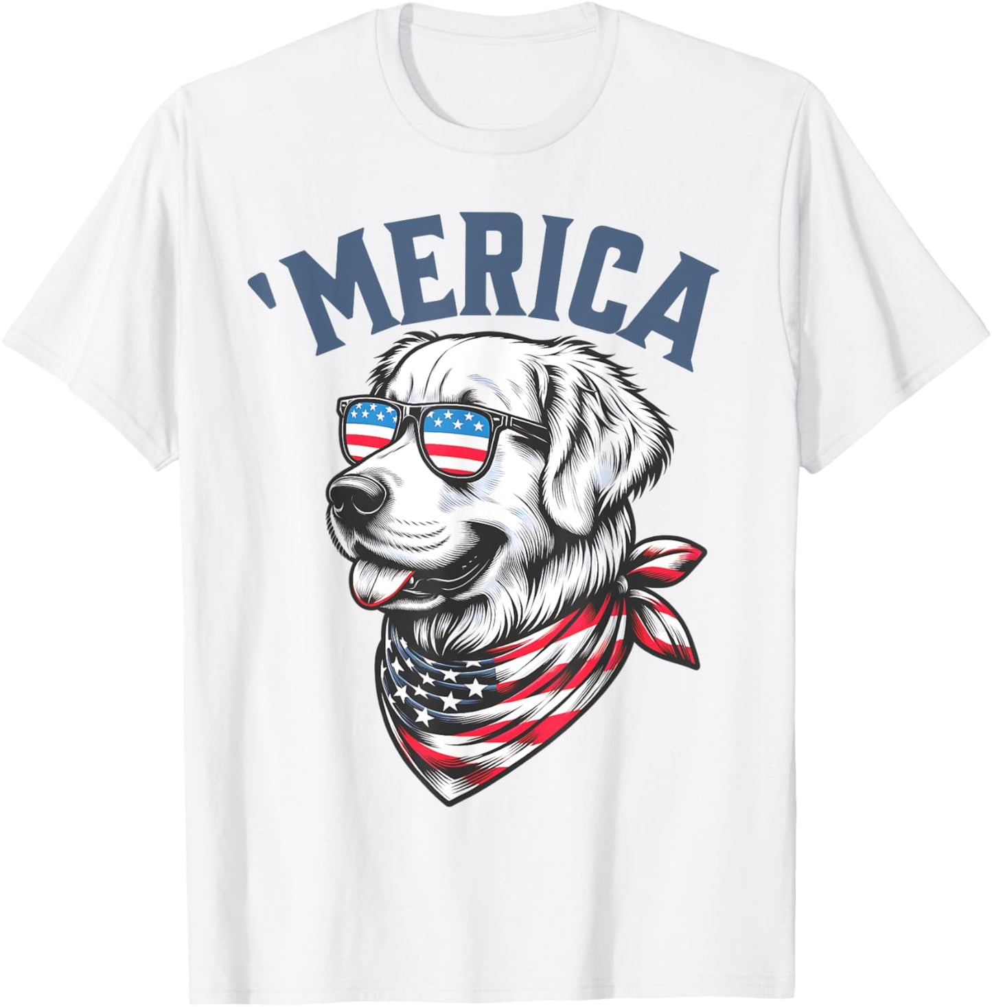 Golden Retriever 4th Of July Merica Usa Sunglasses T-shirt