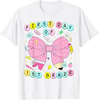 First Day Of 1st Grade Girls Coquette Back To School Kids T-Shirt